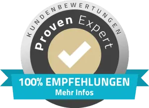 Logo von ProvenExpert – unabhängige Kundenbewertungen zu PROfinance mit 100 % Weiterempfehlung und transparenter Servicebewertung, 4,8 von 5 Sternen